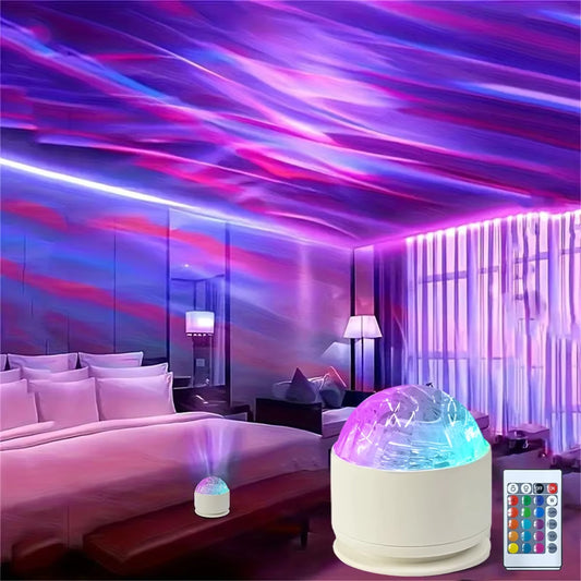 16‑Color Water Ripple Galaxy Projector – Remote Control LED Night Light for Bedrooms, Parties & Holiday Decor