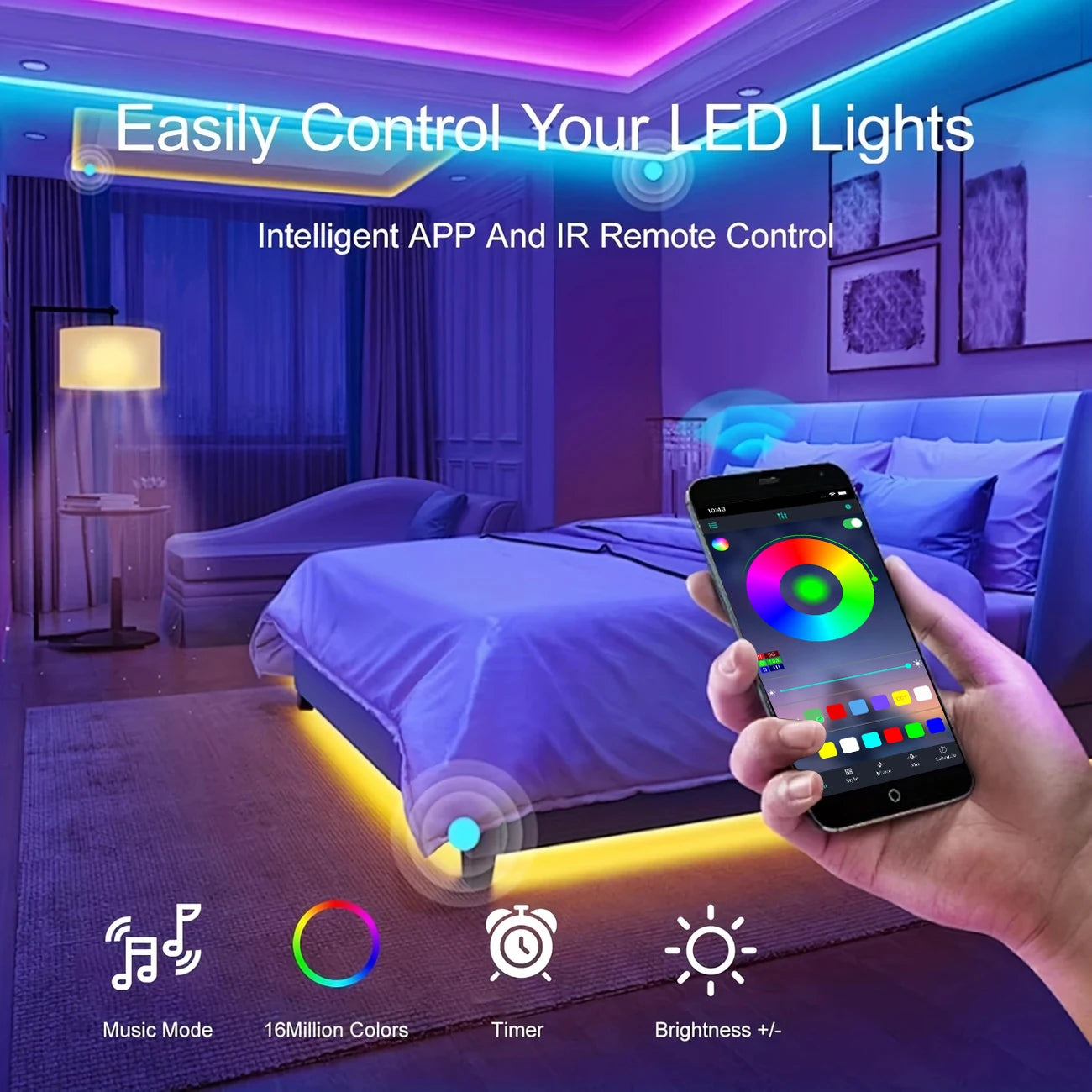 RGB LED Strip Light Set – Music Sync, App + Remote