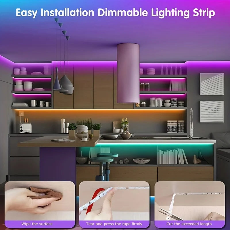 RGB LED Strip Light Set – Music Sync, App + Remote